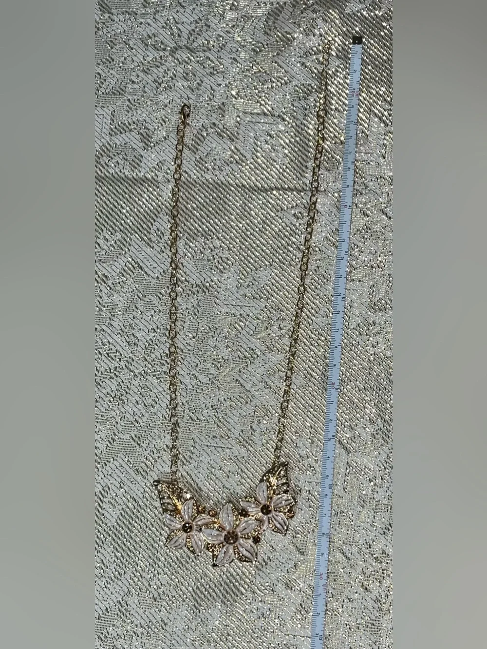 Whimsical Floral Rhinestone Statement Necklace NEW